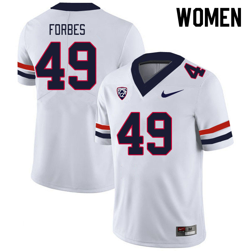 Women #49 Jordan Forbes Arizona Wildcats College Football Jerseys Stitched-White